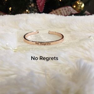 No Regrets open cuff adjustable bracelet NEW